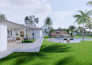 create 3d rendering exterior, backyard, porch, patio